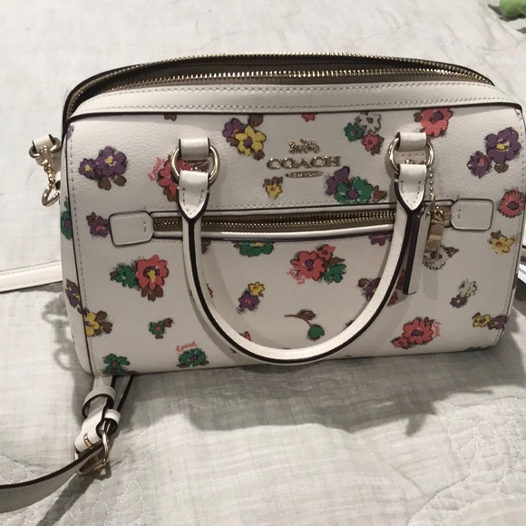 Coach Handbags - Cream and Floral Coach Satchel Bag